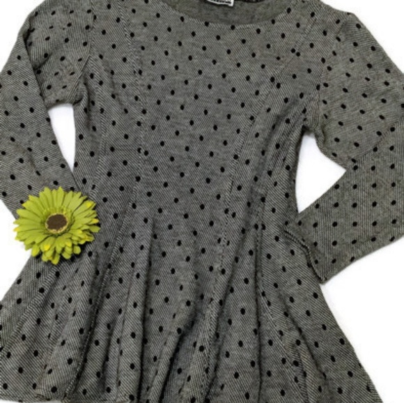 Contempo Casuals Gray Knit Polka Dot Tunic #337 - Picture 2 of 7